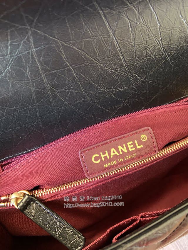 Chanel女包 香奈兒專櫃V格油臘皮配與油臘皮手柄口蓋包 Chanel單肩斜挎手提女包 92991  djc4182